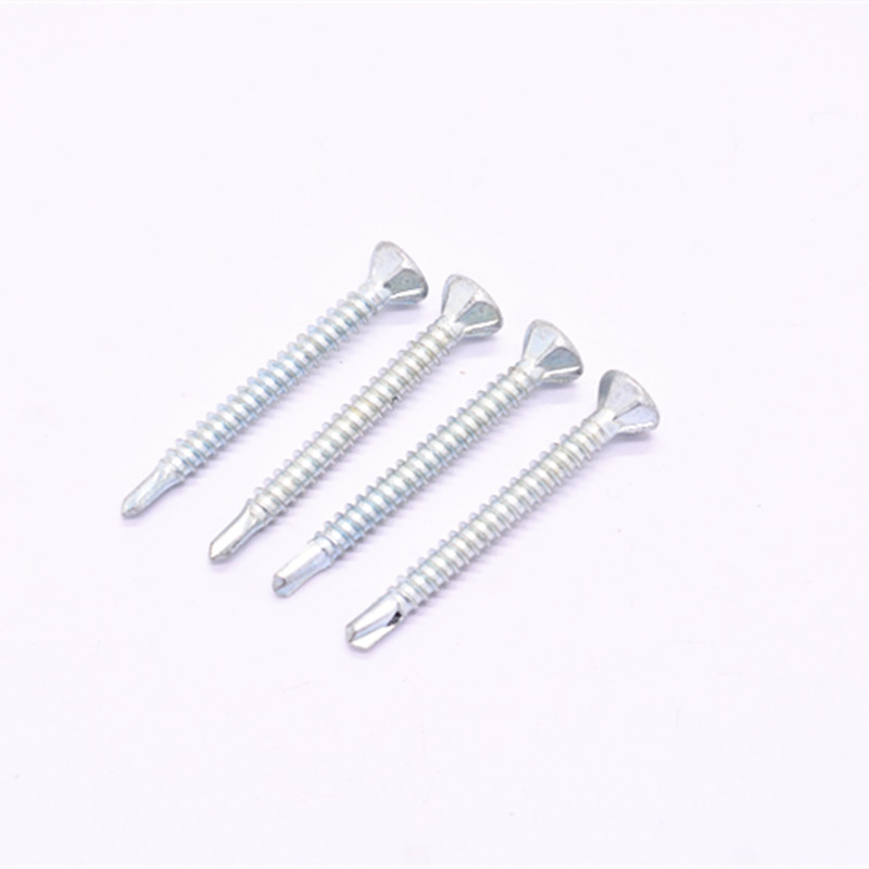 Zinc phillips flat CSK head self drilling screw with nibs under head