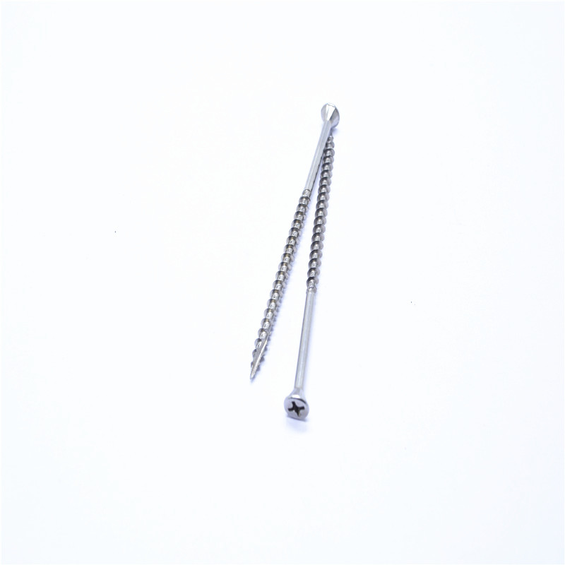 Countersunk head cross recessed ribbed fiberboard screw